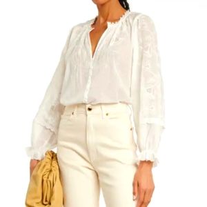 Velvet by Graham and Spencer Gala Cotton Embroidered Blouse Small NWOT!